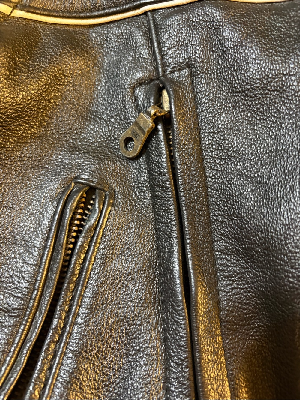 Men's Black Leather Jacket - Classic Biker Style - Picture 6 of 9